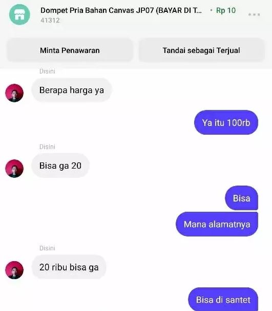 chat nawar harga keterlaluan © berbagai sumber