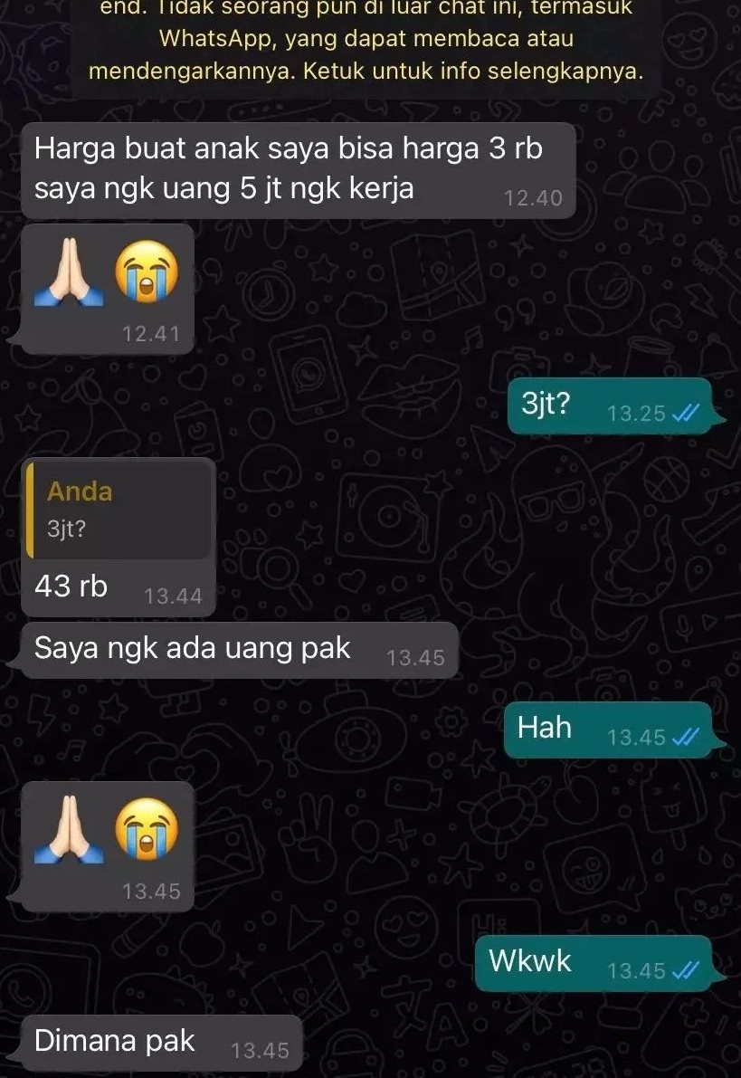 chat nawar harga keterlaluan © berbagai sumber