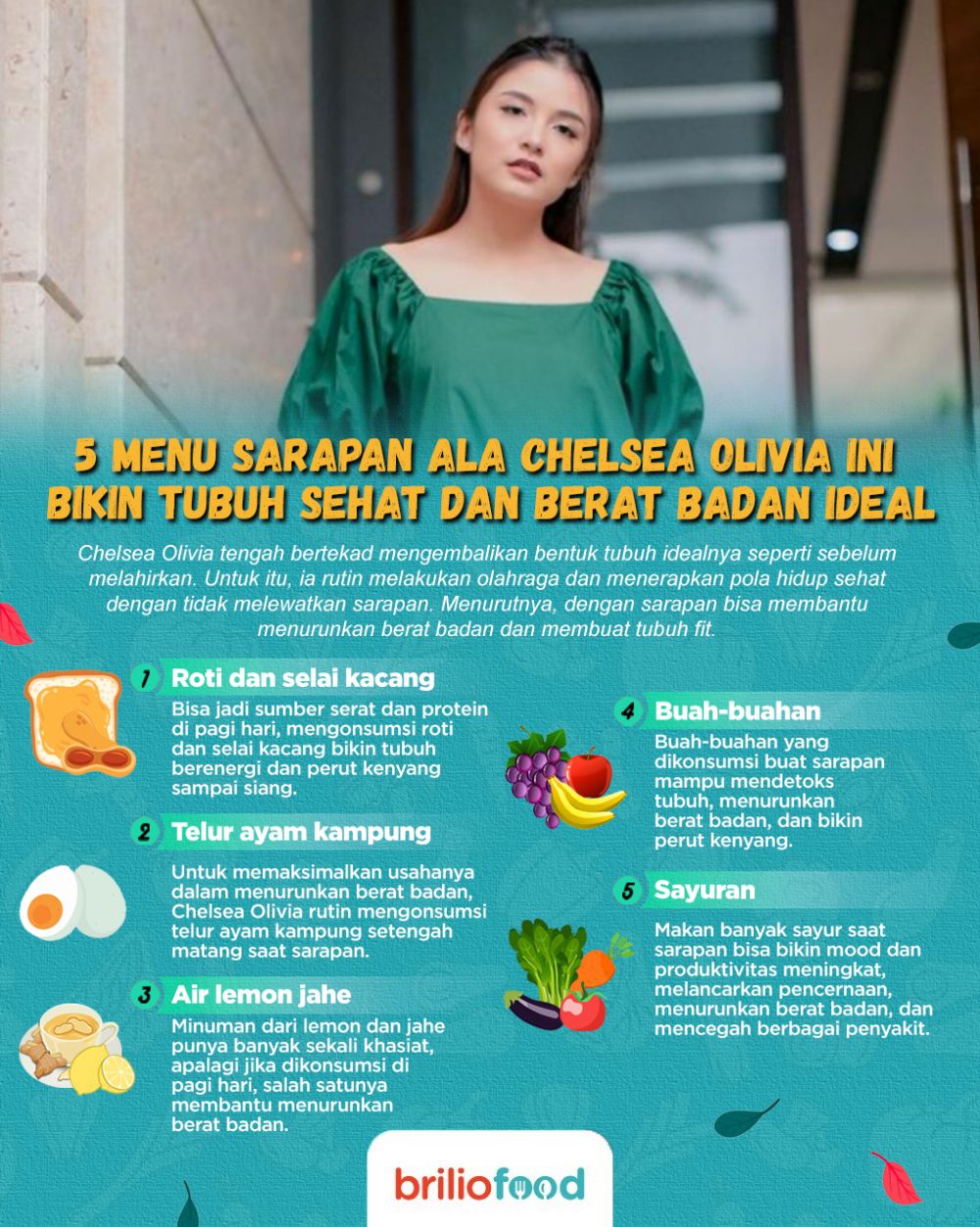 9 Menu sarapan Chelsea Olivia, jaga tubuh selalu fit dan berat badan ideal