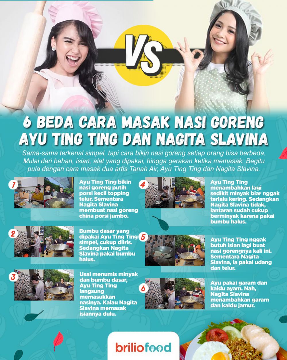 Sama-sama simpel khas rumahan, 8 beda cara masak nasi goreng Nagita Slavina dan Ayu Ting Ting