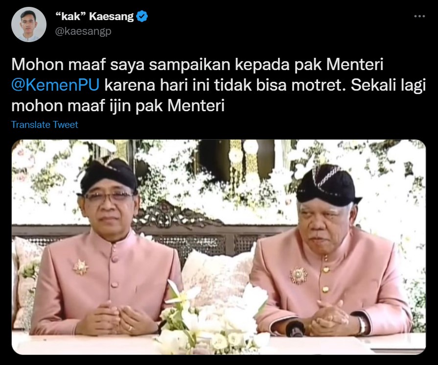 Cuitan kocak Kaesang usai menikah © 2022 berbagai sumber