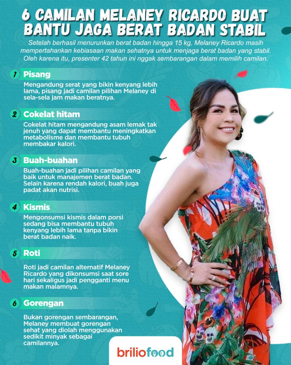 10 Camilan dikonsumsi Melaney Ricardo ini bantu bikin berat badan stabil di 60-an kg
