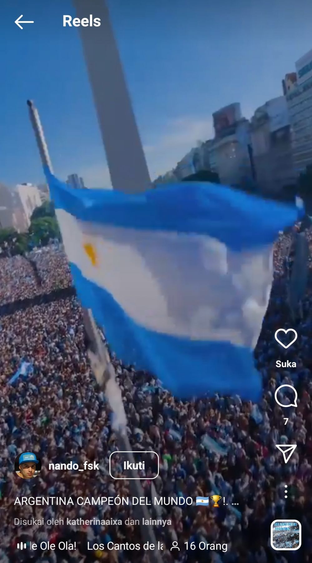 9 Penampakan lautan manusia di jalanan Buenos Aires pasca Argentina juara Piala Dunia 2022 Qatar