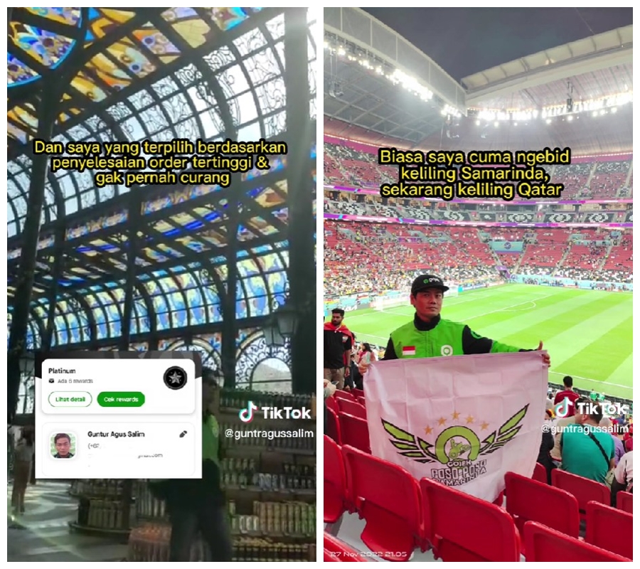 Jarang liburan, sekalinya healing driver ojek online ini nonton Piala Dunia 2022 di Qatar