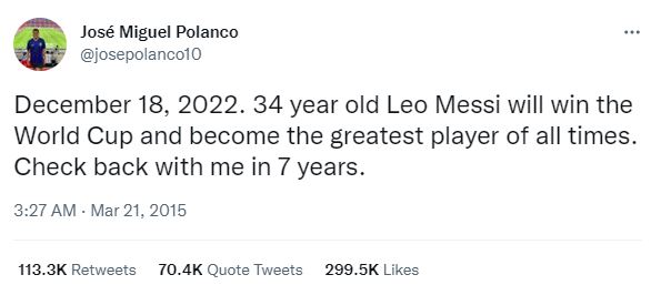 Sulit dipercaya, cuitan 7 tahun lalu ini prediksi Lionel Messi juara Piala Dunia 2022