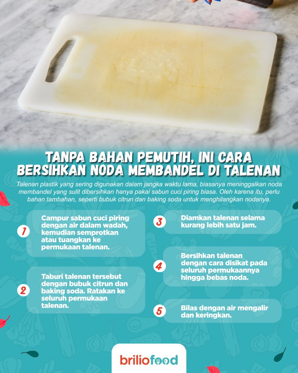Simpel tanpa bahan pemutih, ini cara jitu bersihkan noda membandel pada talenan plastik