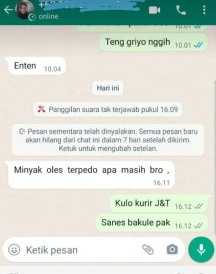 salah kirim chat ke kurir © berbagai sumber