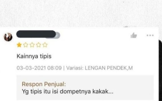 jawaban penjual olshop saat dikomplain © berbagai sumber