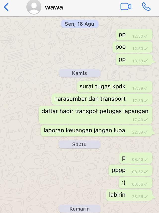 chat WA kirim ke diri sendiri absurd abis © berbagai sumber
