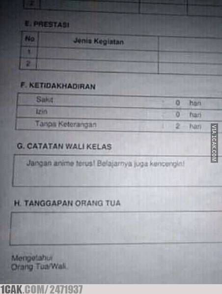 catatan wali kelas di rapor bikin bingung © berbagai sumber