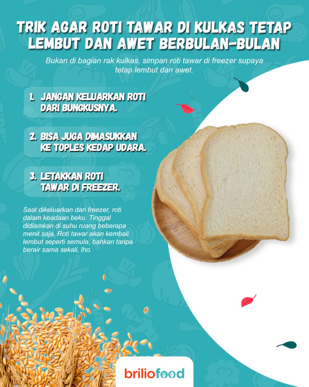 Trik agar roti tawar di kulkas tetap lembut dan awet berbulan-bulan