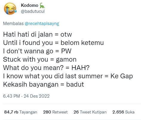 cuitan singkat judul lagu © Twitter