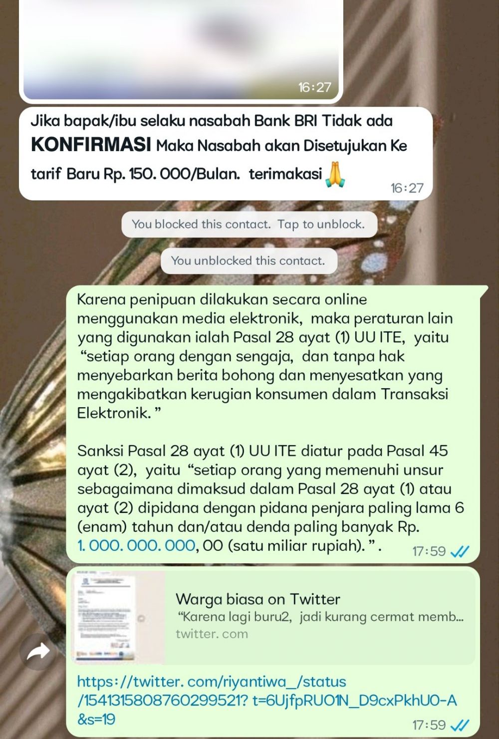 Chat balasan ke penipu Berbagai sumber