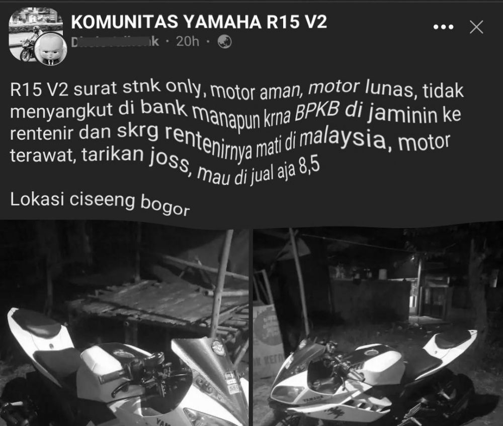 status jual motor © Facebook
