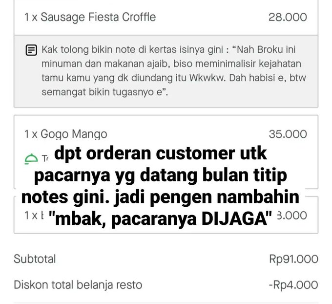 potret catatan customer nyeleneh © berbagai sumber