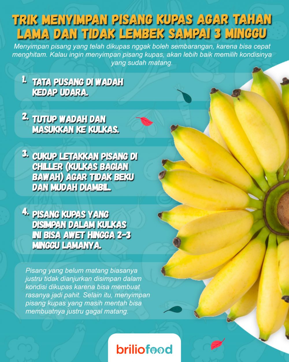 Trik menyimpan pisang kupas, tahan lama dan nggak lembek sampai tiga minggu