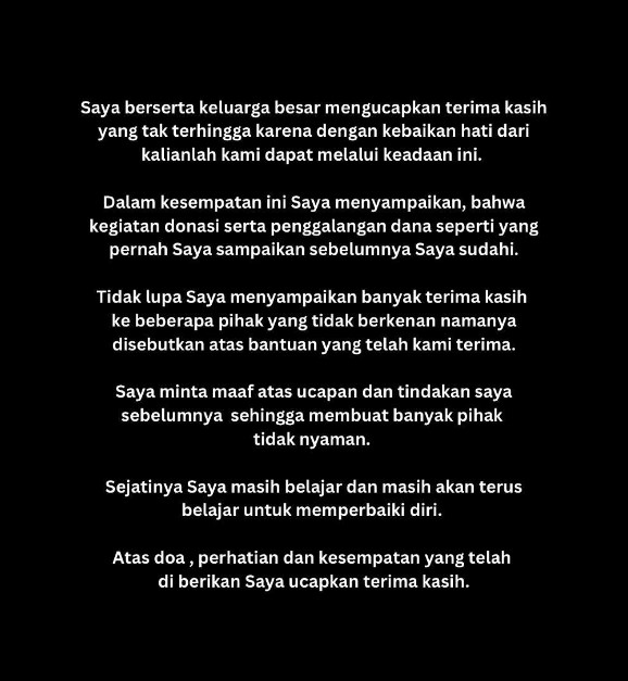 Aldila Jelita hentikan open donasi © Instagram