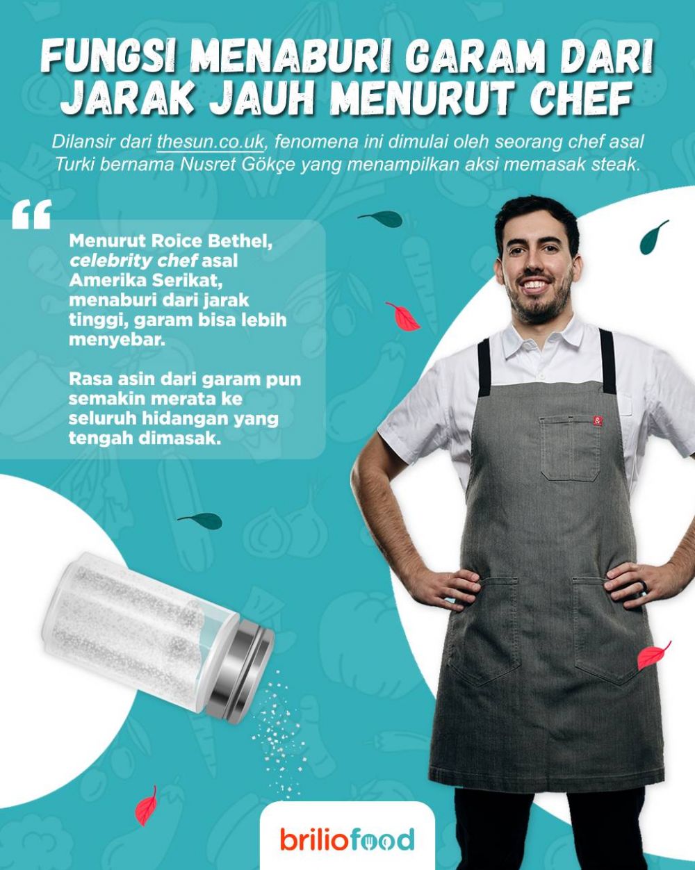 Tak banyak yang tahu, ini fungsi menaburi garam dari jarak lebih tinggi ala chef