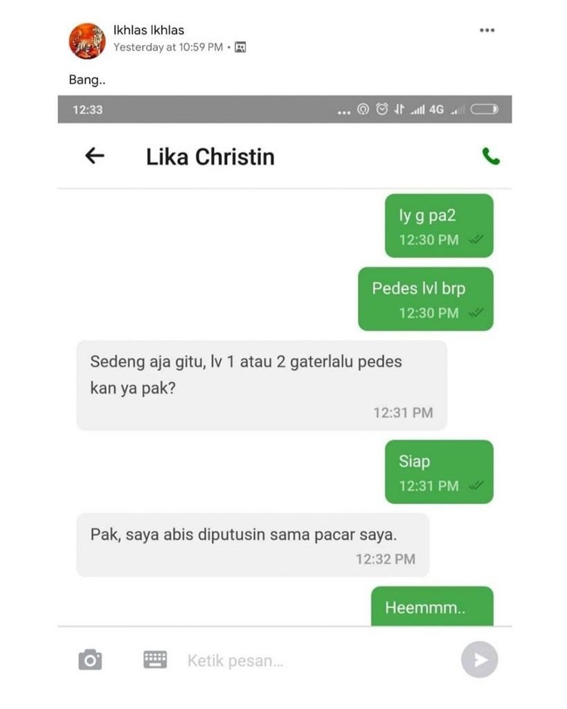 chat penumpang pesan makanan lewat ojek online © berbagai sumber
