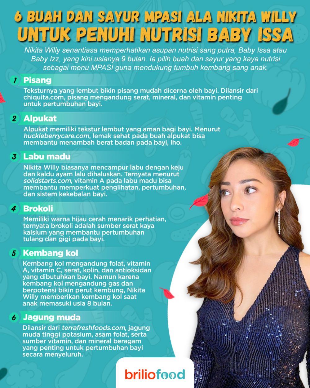 10 Buah dan sayur untuk MPASI ala Nikita Willy, penuhi kebutuhan nutrisi