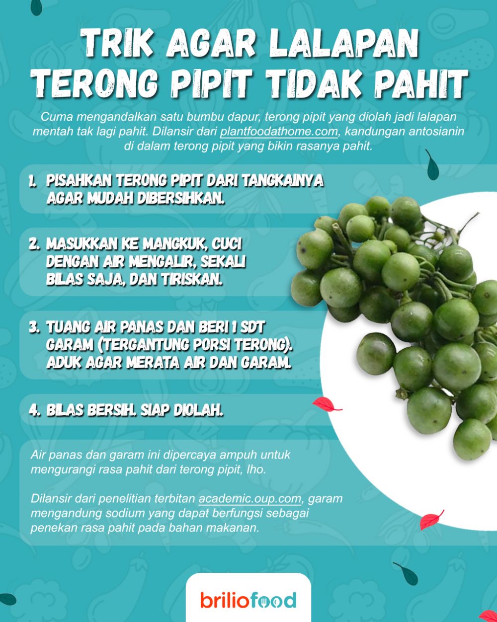 Pakai 1 bumbu dapur, ini trik ampuh mengurangi rasa pahit terong pipit