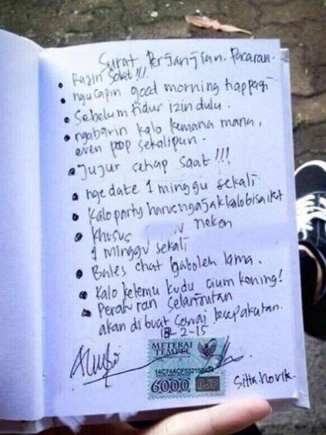 surat perjanjian pacaran © berbagai sumber