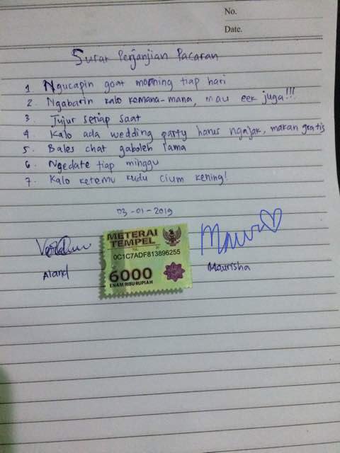 surat perjanjian pacaran © berbagai sumber