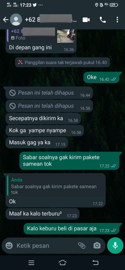 chat pelanggan ke kurir bikin emosi © berbagai sumber