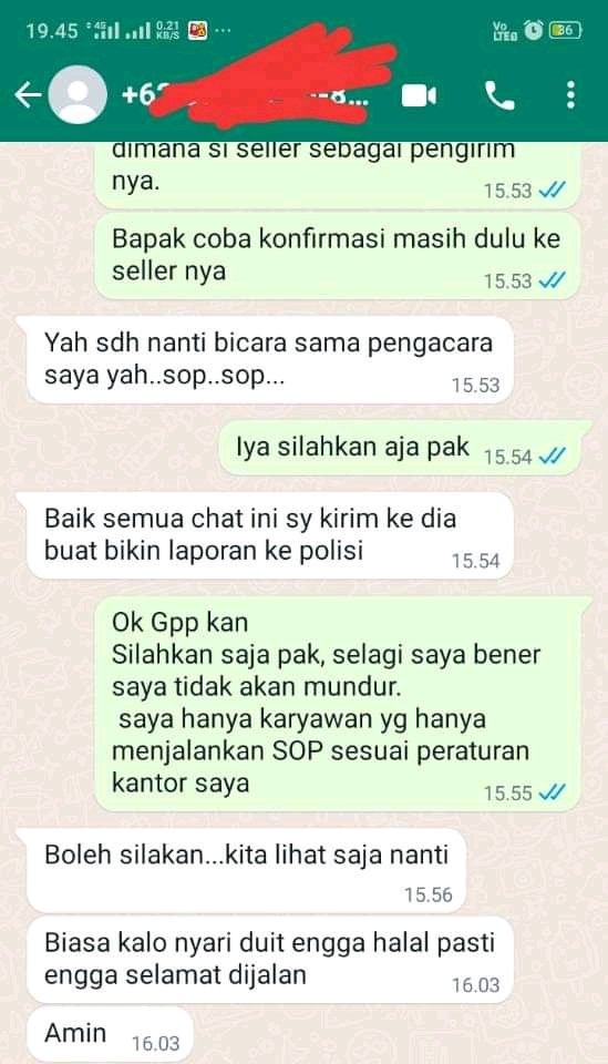 chat pelanggan ke kurir bikin emosi © berbagai sumber