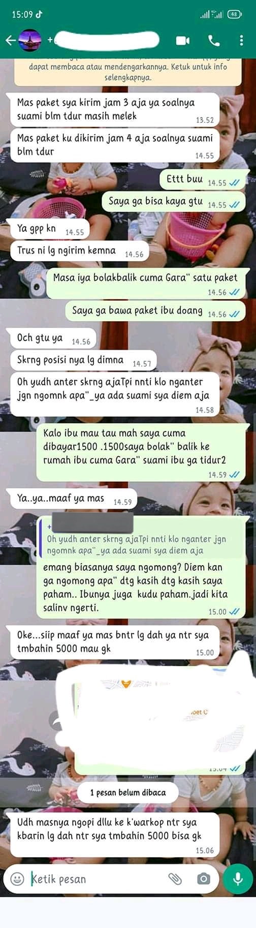 chat pelanggan ke kurir bikin emosi © berbagai sumber