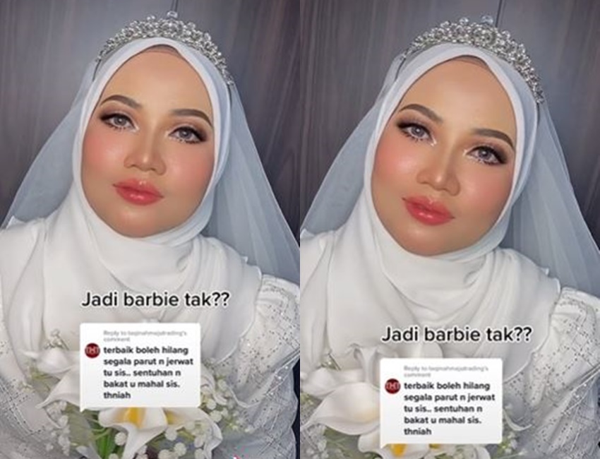 Wanita berjerawat dirias MUA  © 2022 TikTok