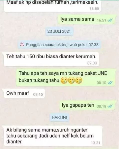 Chat salah kirim ke kurir Berbagai sumber Chat salah kirim ke kurir Berbagai sumber