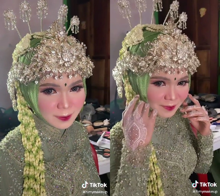 Transformasi pengantin nikah pakai adat Sunda dirias MUA makeup Korean look, hasilnya manglingi