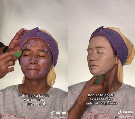 Riasan bak dempul wanita jadi manten Sunda © TikTok Riasan bak dempul wanita jadi manten Sunda © TikTok