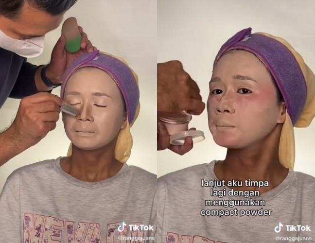 Riasan bak dempul wanita jadi manten Sunda © TikTok Riasan bak dempul wanita jadi manten Sunda © TikTok