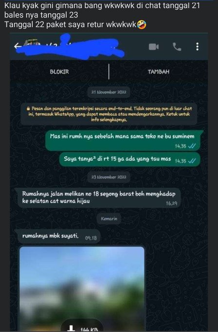 chat lucu kuris salah alamat paket © berbagai sumber