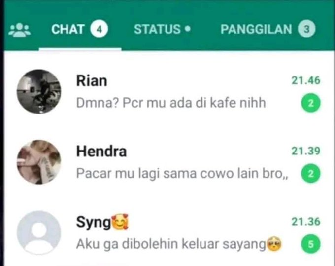 Chat kocak ketahuan selingkuh Berbagai sumber