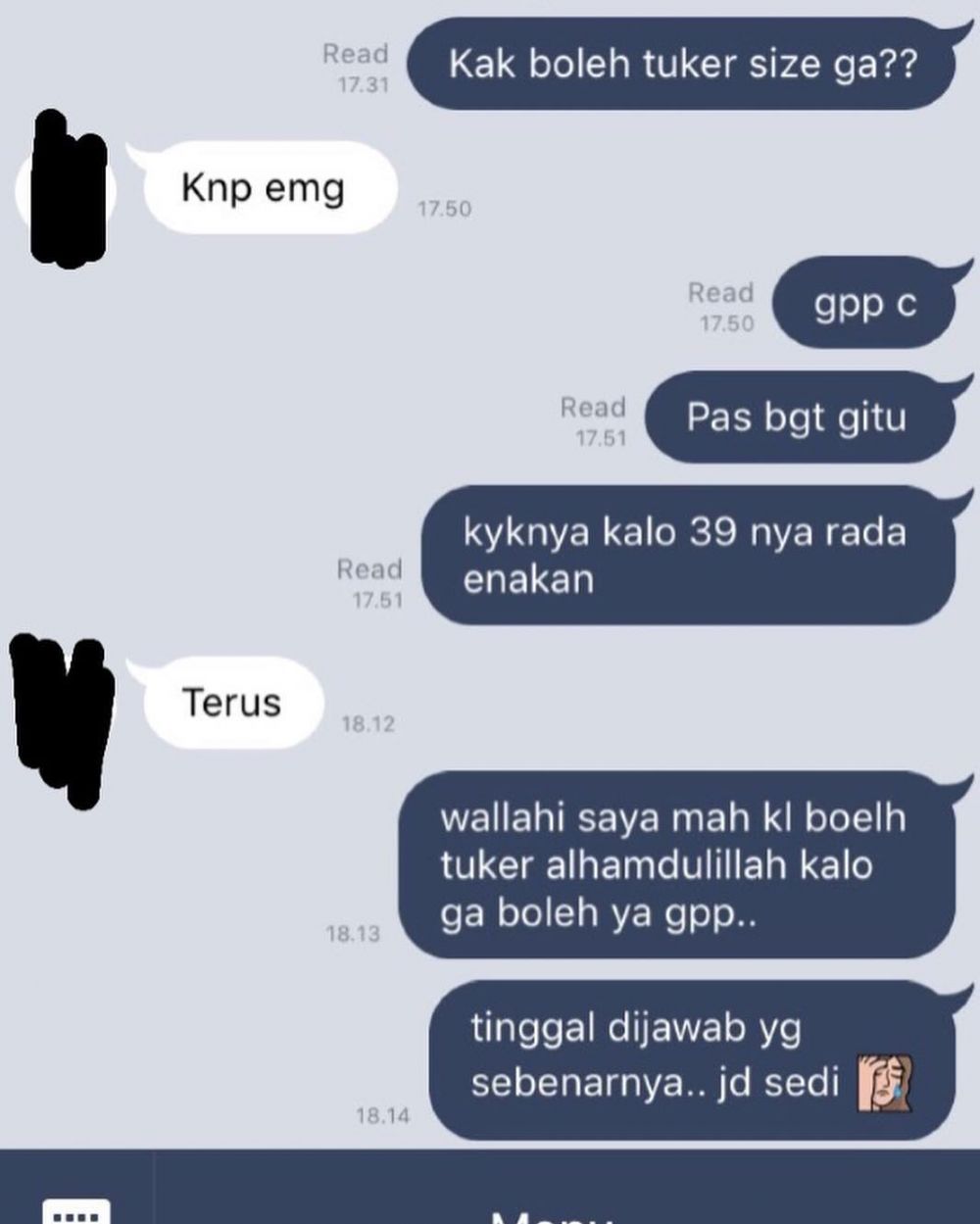 chat lucu tanya ukuran © Berbagai sumber chat lucu tanya ukuran © Berbagai sumber