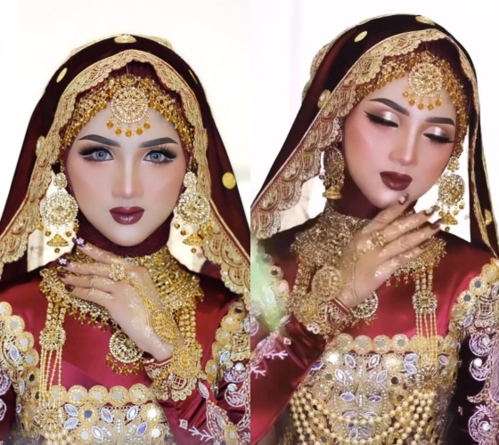 Transformasi wanita berkulit sawo matang dirias MUA jadi pengantin India, hasilnya bak beda orang