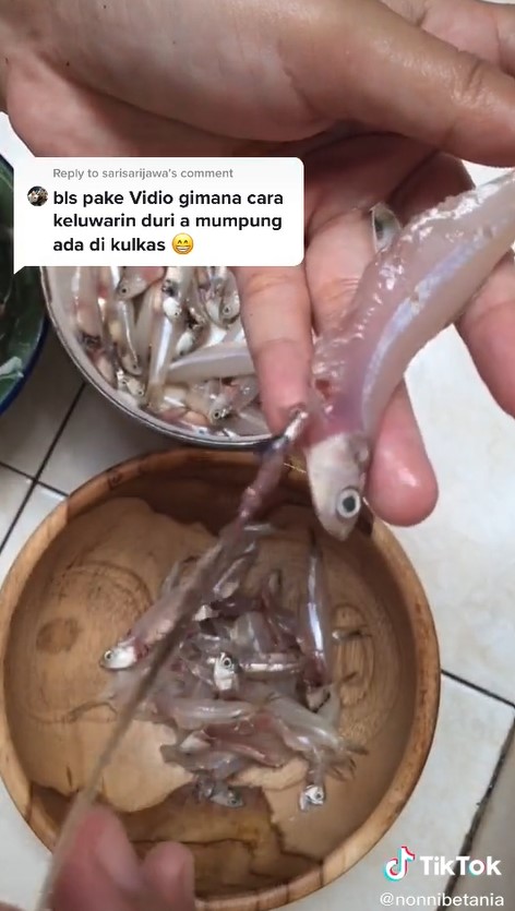 Cara cepat mencabut tulang ikan teri basah, mudah tanpa bantuan alat