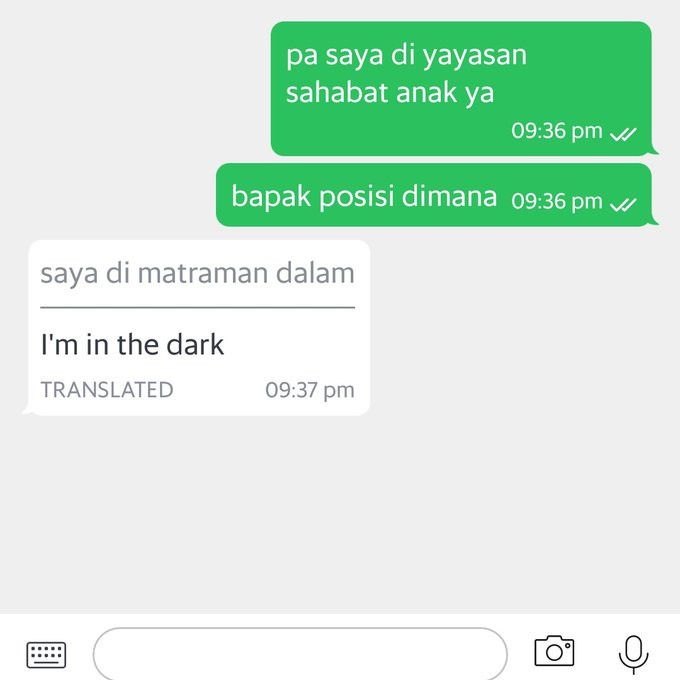 translate nyeleneh di chat ojol © berbagai sumber translate nyeleneh di chat ojol © berbagai sumber