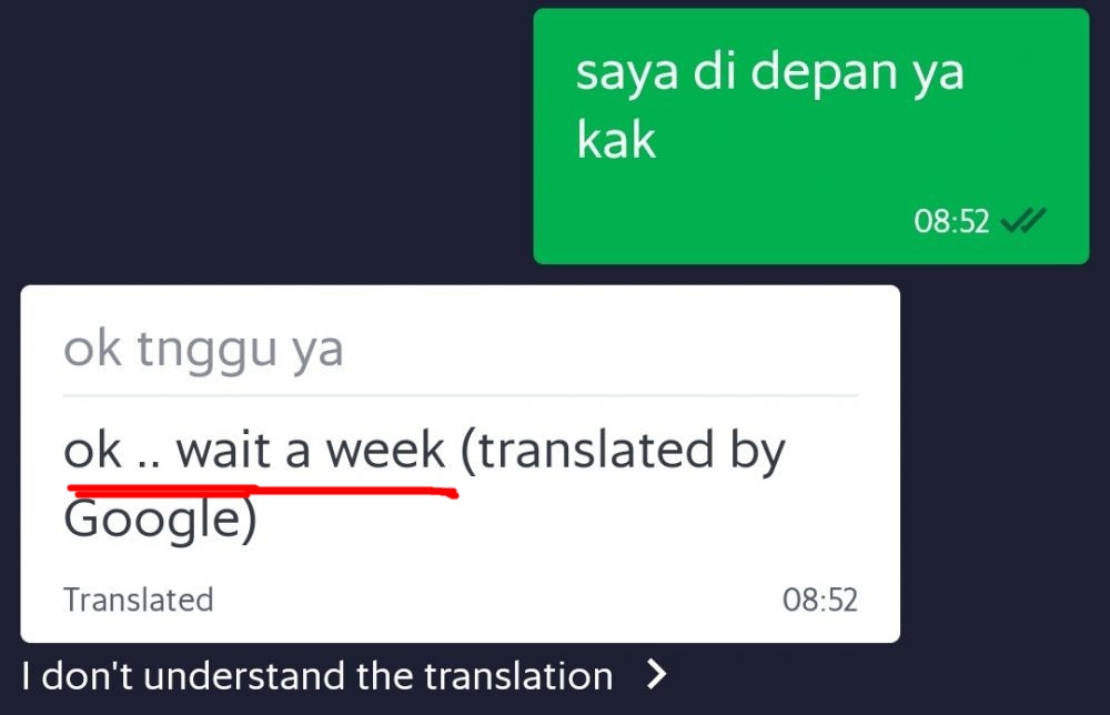 translate nyeleneh di chat ojol © berbagai sumber translate nyeleneh di chat ojol © berbagai sumber