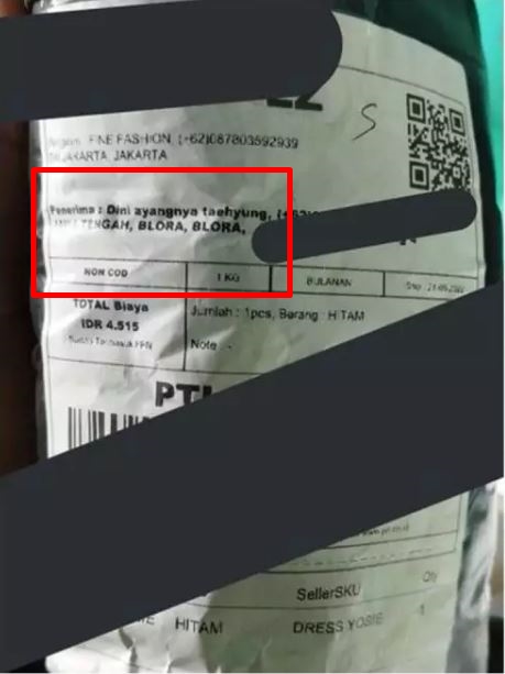 tulisan kocak nama penerima paket Berbagai sumber