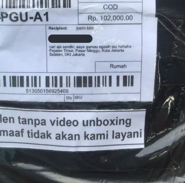 tulisan kocak nama penerima paket Berbagai sumber