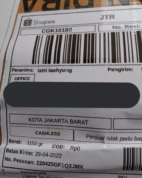 tulisan kocak nama penerima paket Berbagai sumber