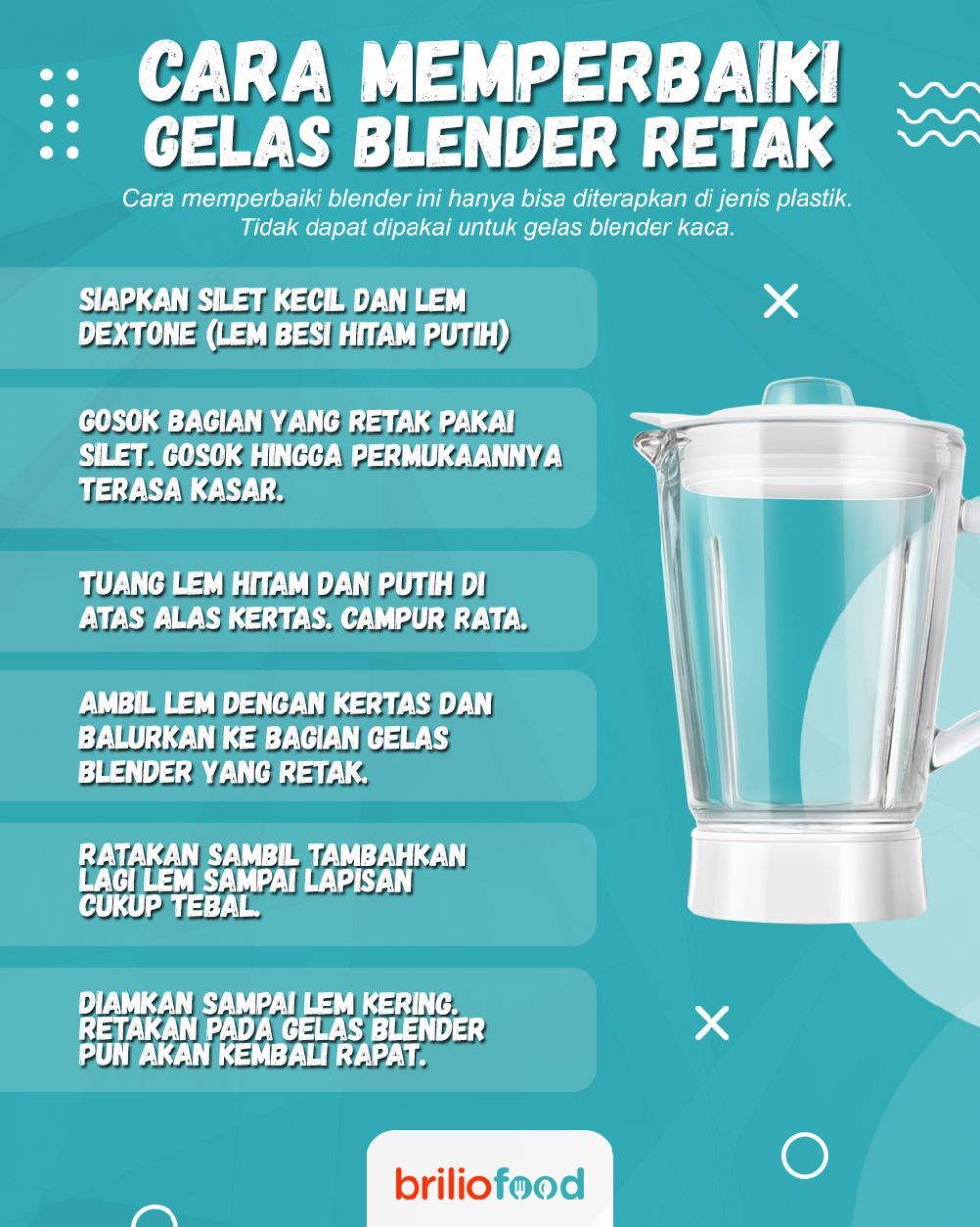 Cara mudah memperbaiki gelas blender yang retak, mudah dipraktikkan