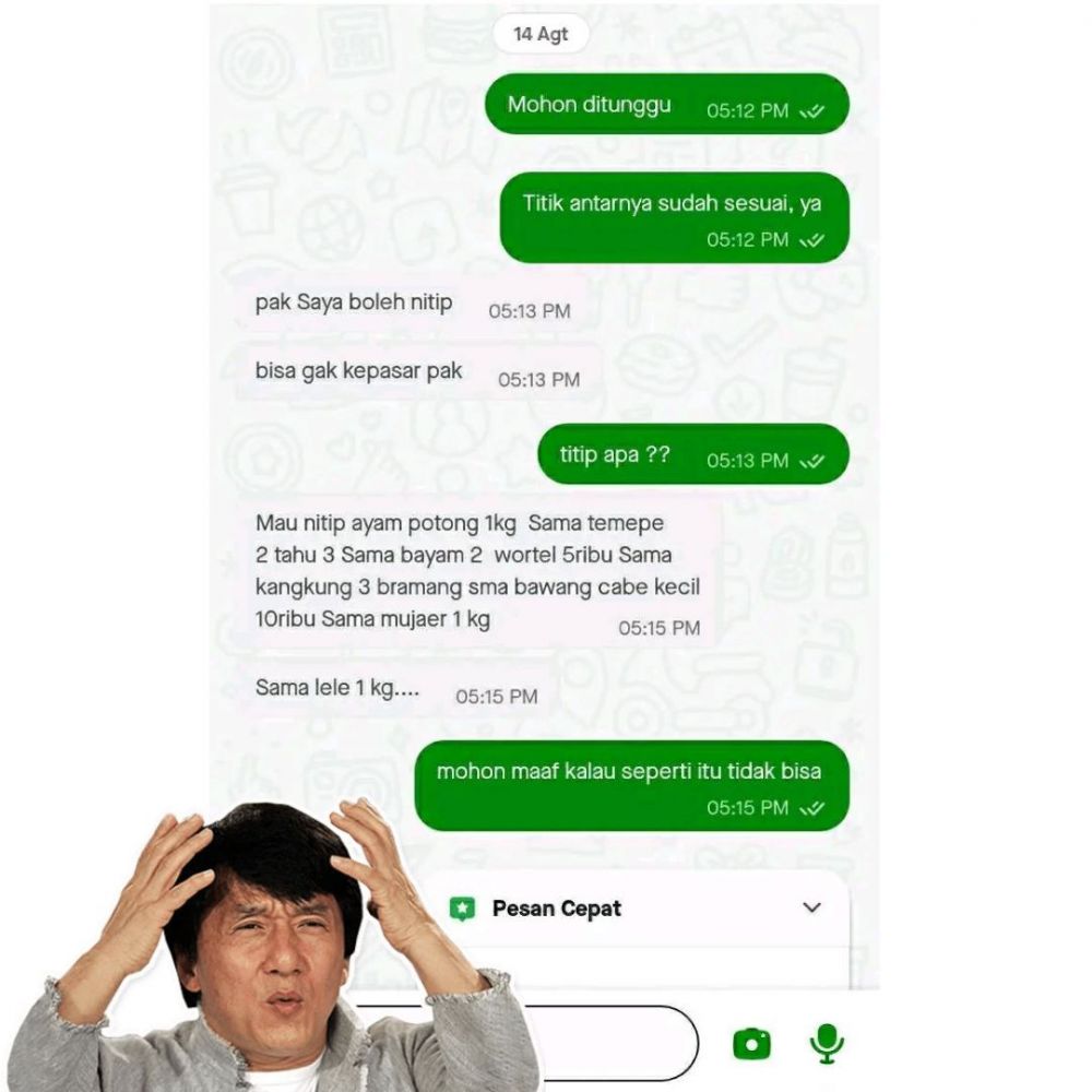 chat titip barang ke ojol © Twitter chat titip barang ke ojol © Twitter