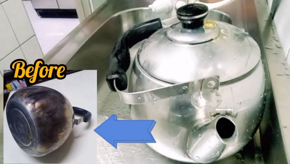 Cara bersihkan noda gosong di bagian luar teko, dijamin ampuh