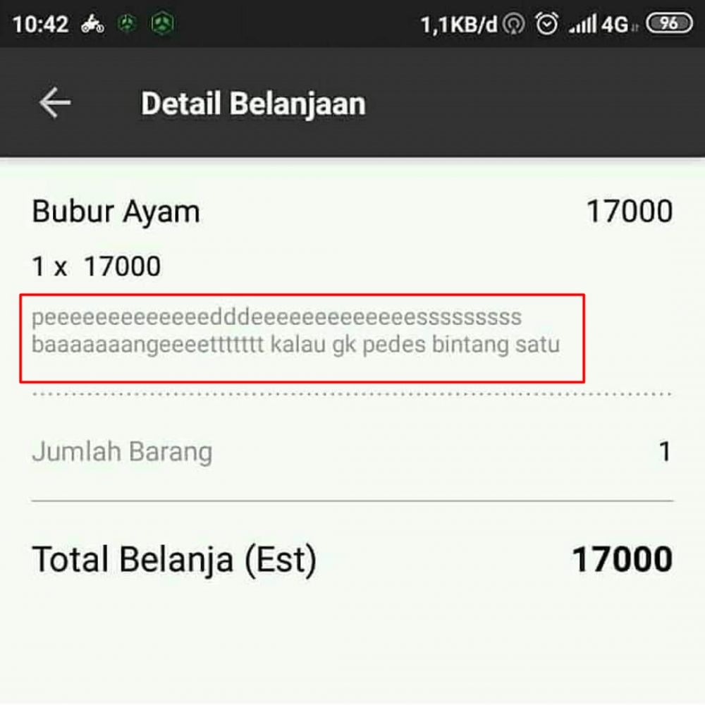 chat lucu request makanan ojol © berbagai sumber