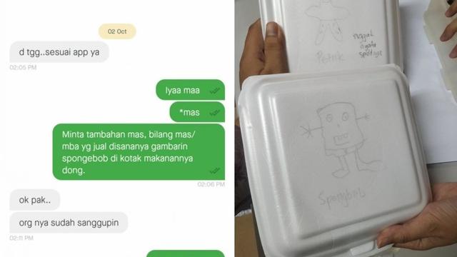 chat lucu request makanan ojol © berbagai sumber